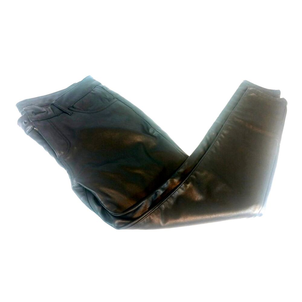 KUT FROM THE KLOTH WOMENS 6 FAUX LEATHER BLACK SKINNY JEANS SNAP MISSING - Picture 2 of 8